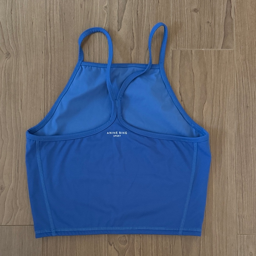 Anine Bing Cai Cropped Tank Top Blue | Athletic Minimalist Top | Size XS/S